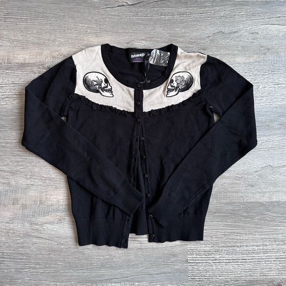 banned Sweaters - Retro skulled cardigan